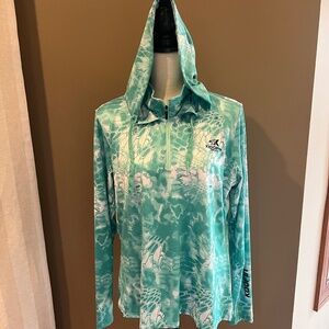 Koofin Gear Boating & Fishing Green Long Sleeve Hoodie, Size Large